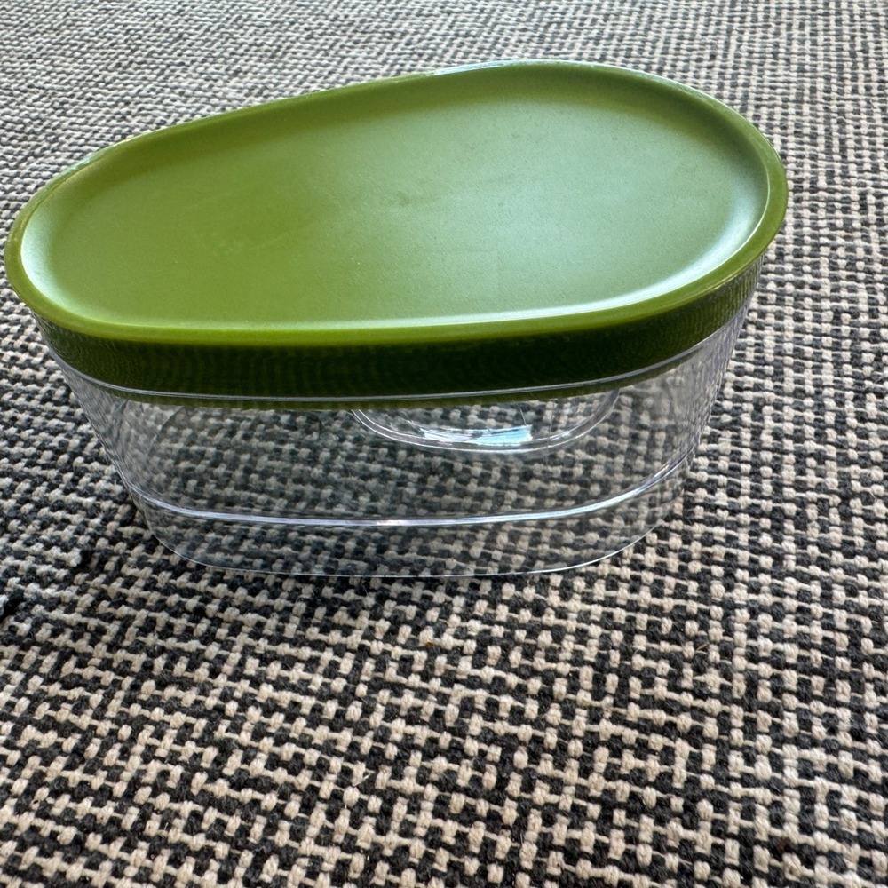 Avocado Food Storage Container Clear Plastic Freshness Saver with Green Lid